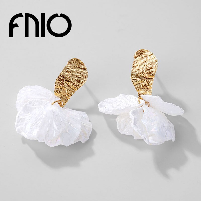 Victoria's Vogue Korean White Flower Petal Drop Earrings For Women Multi-layer Tassel Leaf Holiday Earrings Fashion Statement Jewelry Gift