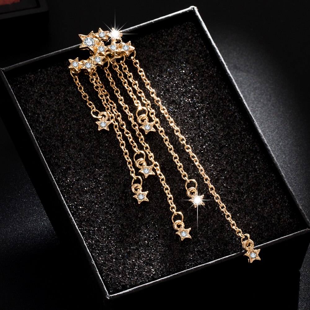 Victoria's Vogue 2020 New Long Crystal Tassel Gold Color Dangle Earrings for Women Wedding Drop Earing Fashion Jewelry Gifts