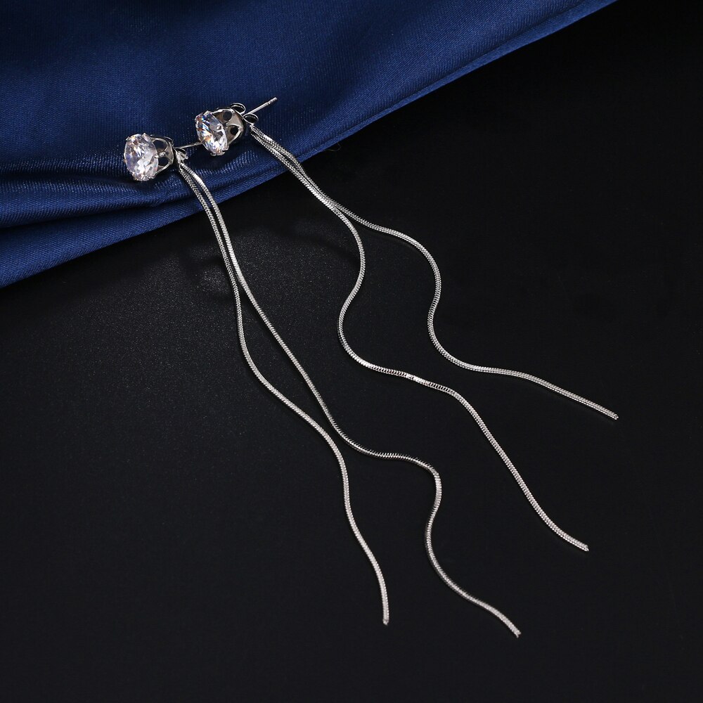 Victoria's Vogue 2020 New Long Crystal Tassel Gold Color Dangle Earrings for Women Wedding Drop Earing Fashion Jewelry Gifts