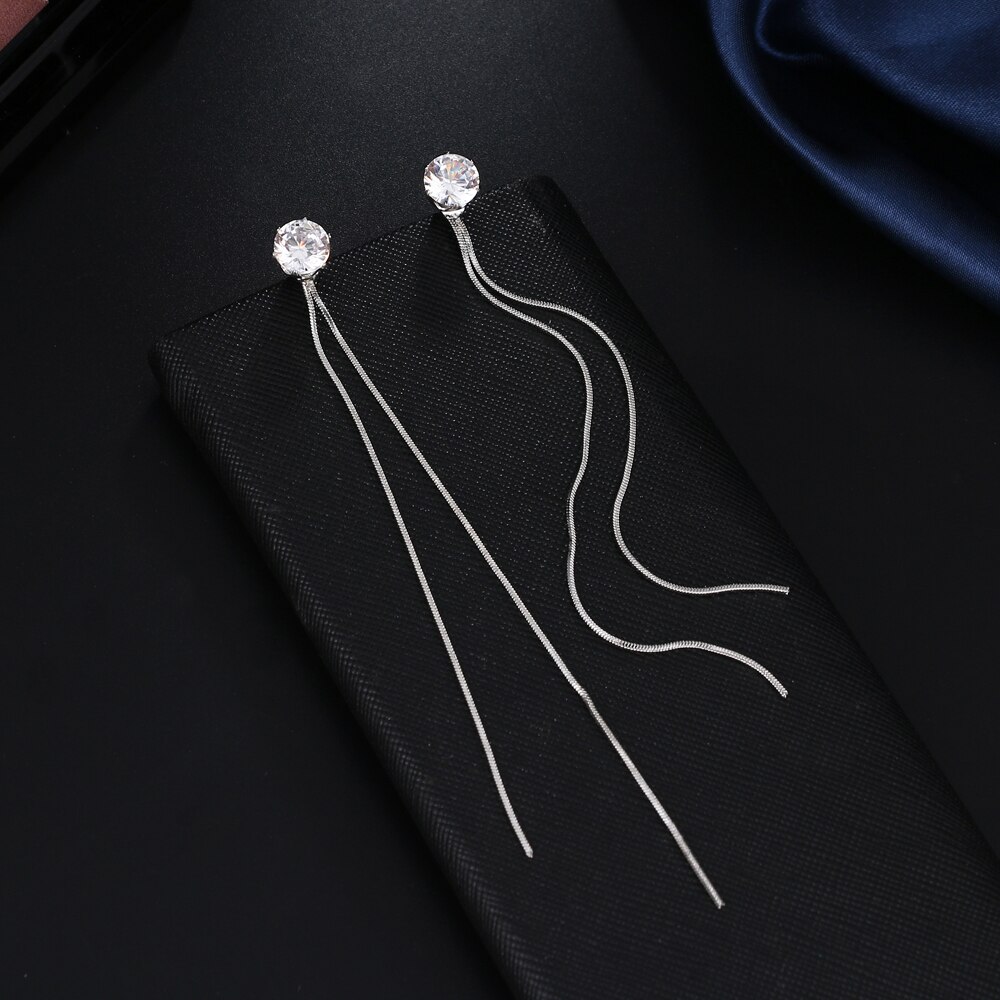 Victoria's Vogue 2020 New Long Crystal Tassel Gold Color Dangle Earrings for Women Wedding Drop Earing Fashion Jewelry Gifts