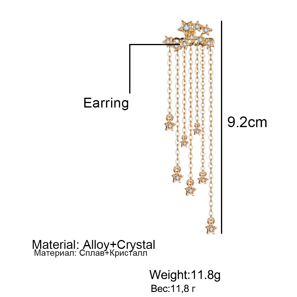 Victoria's Vogue 2020 New Long Crystal Tassel Gold Color Dangle Earrings for Women Wedding Drop Earing Fashion Jewelry Gifts