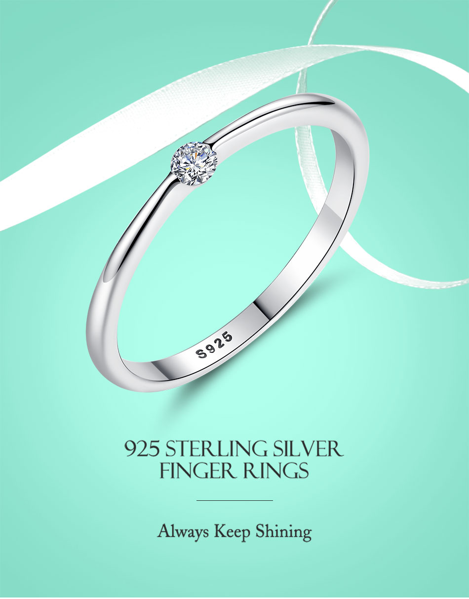 Victoriasvogue Clear CZ Crystal Rose Gold Ring 925 Sterling Silver Classic Round Finger Rings for Women Wedding Ring Silver 925 Jewelry