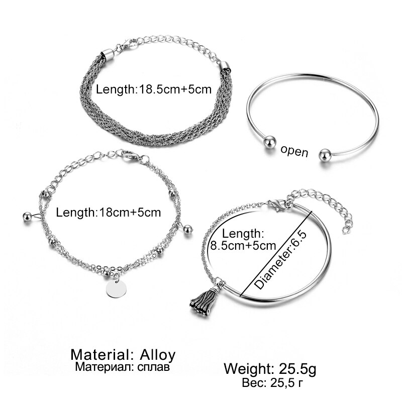 Victoria's Vogue Boho Multilayer Tassel Pendant Bracelet for Women Silver Color Disc Chain Bracelets Bangles Set Fashion Jewelry Accessories Victoria's Vogue Boho Multilayer Tassel Pendant Bracelet for Women Silver Color Disc Chain Bracelets Bangles Set Fashion Jewelry Accessories