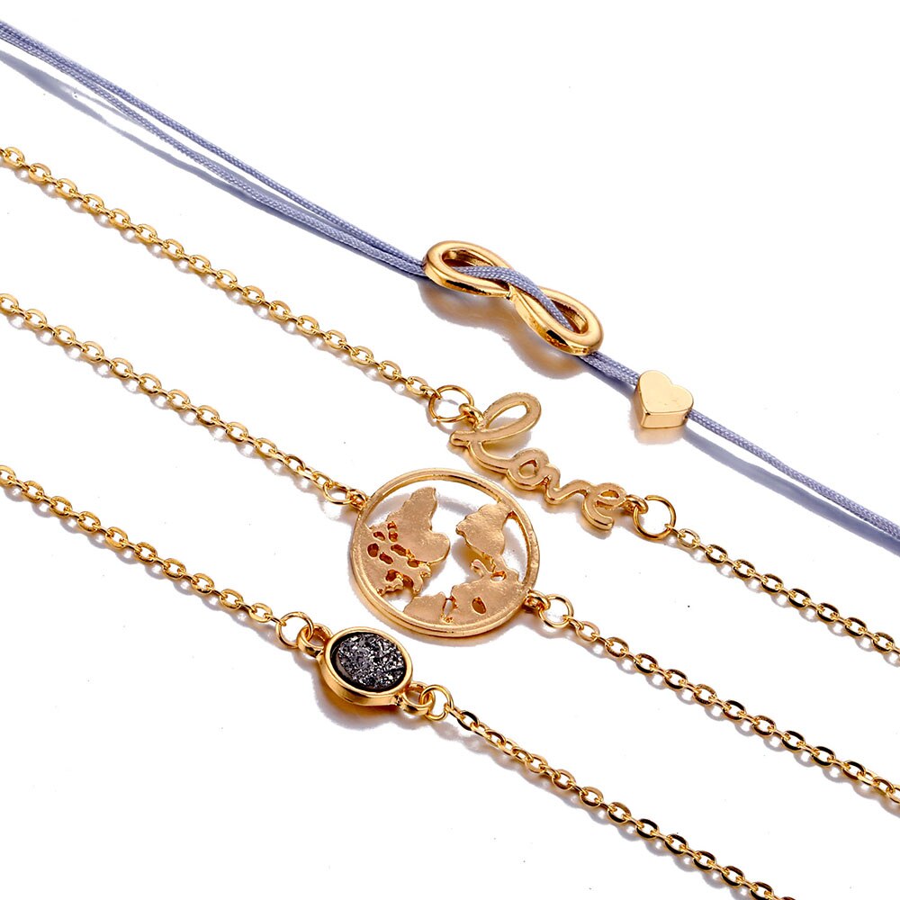 Victoria's Vogue Vintage Turtle Heart Map Charm Bracelets For Women New Design Stone Infinity Bracelet Boho Jewelry Wholesale