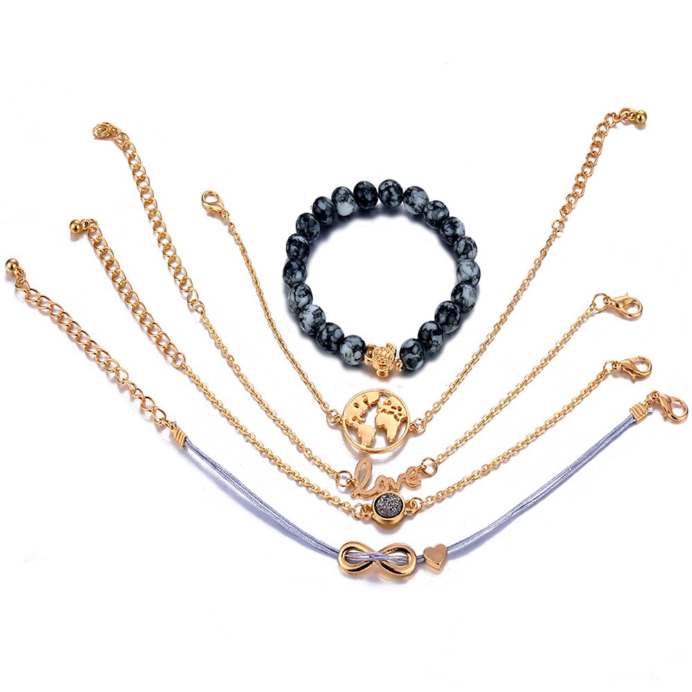 Victoria's Vogue Vintage Turtle Heart Map Charm Bracelets For Women New Design Stone Infinity Bracelet Boho Jewelry Wholesale