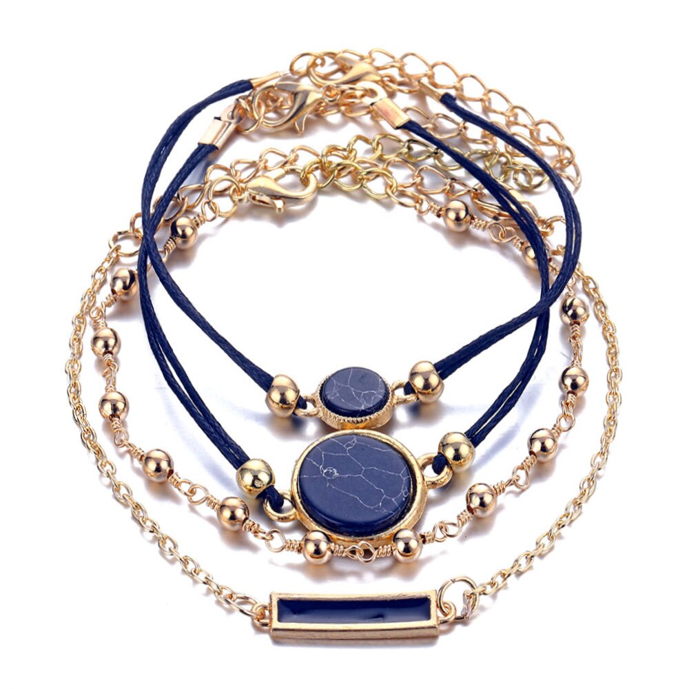 Victoria's Vogue Bohemian Black Beads Chain Bracelets Bangles For Women Fashion Round Trendy Gold Color Chain Bracelets Sets Jewelry Gifts Victoria's Vogue Bohemian Black Beads Chain Bracelets Bangles For Women Fashion Round Trendy Gold Color Chain Bracelets Sets Jewelry Gifts