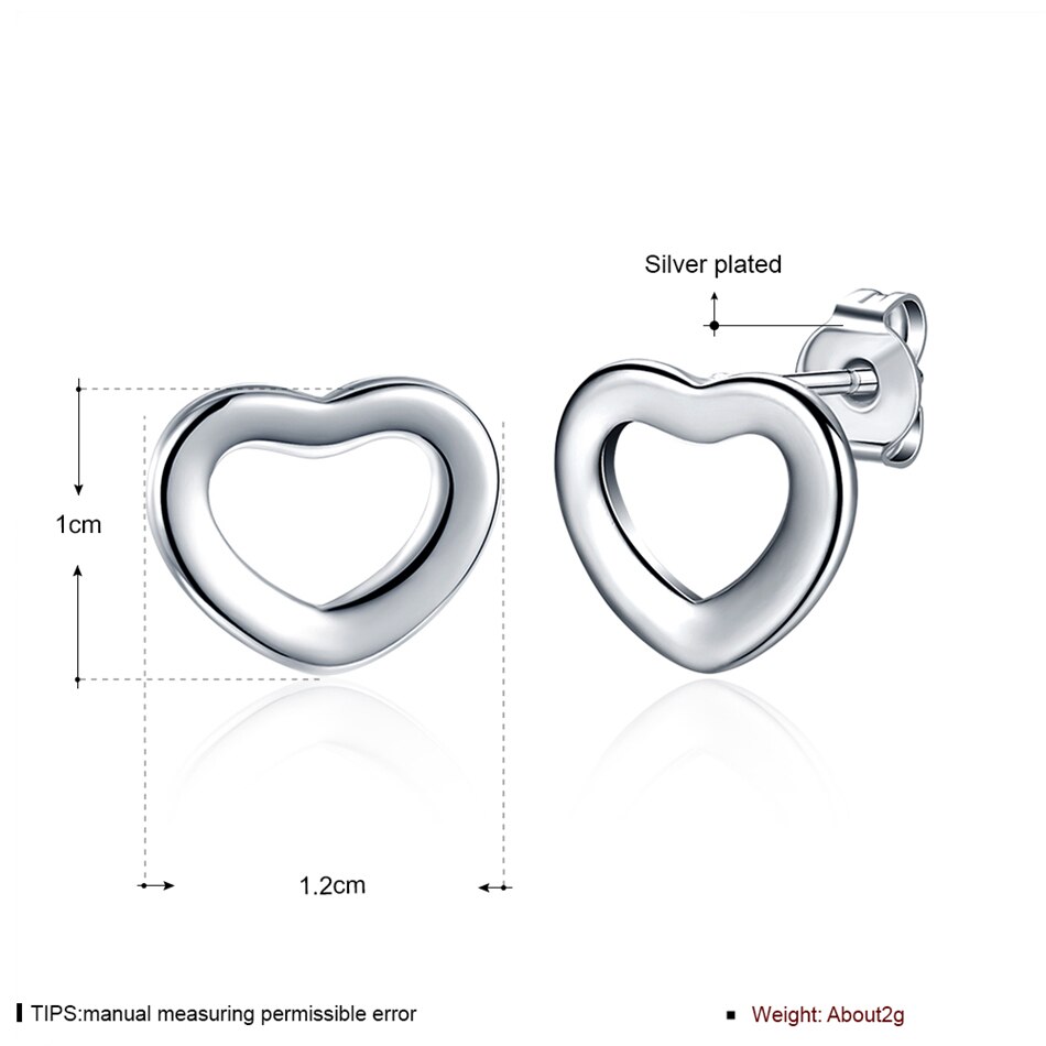 Victoria's Vogue 925 Sterling Silver Heart Band Stud Earrings For Woman Wedding Engagement Fashion Party Charm Jewelry