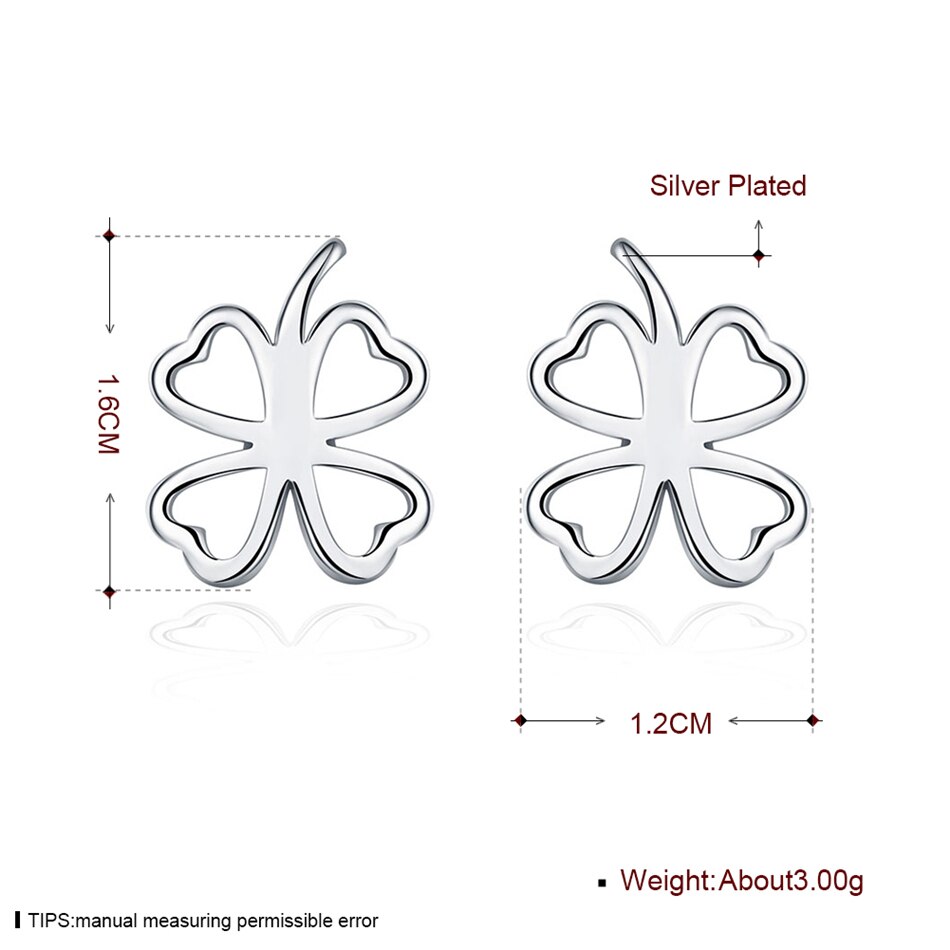 Victoria's Vogue 925 Sterling Silver Four-Leaf Clover Stud Earrings For Woman Wedding Engagement Fashion Party Charm Jewelry