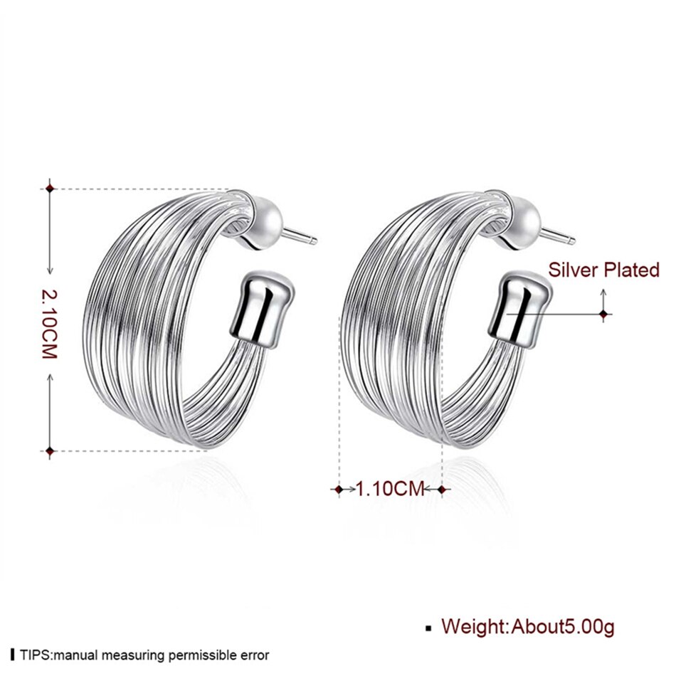 Victoria's Vogue 925 Sterling Silver Smooth Multi-line Stud Earrings For Woman Wedding Engagement Fashion Party Charm Jewelry