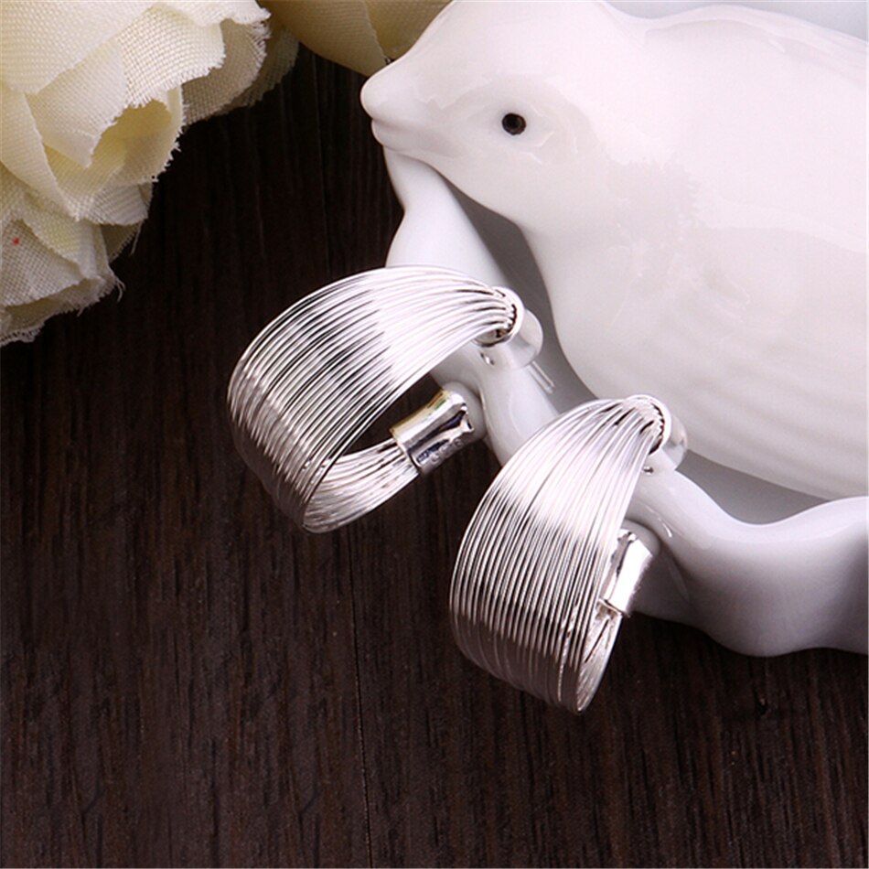 Victoria's Vogue 925 Sterling Silver Smooth Multi-line Stud Earrings For Woman Wedding Engagement Fashion Party Charm Jewelry
