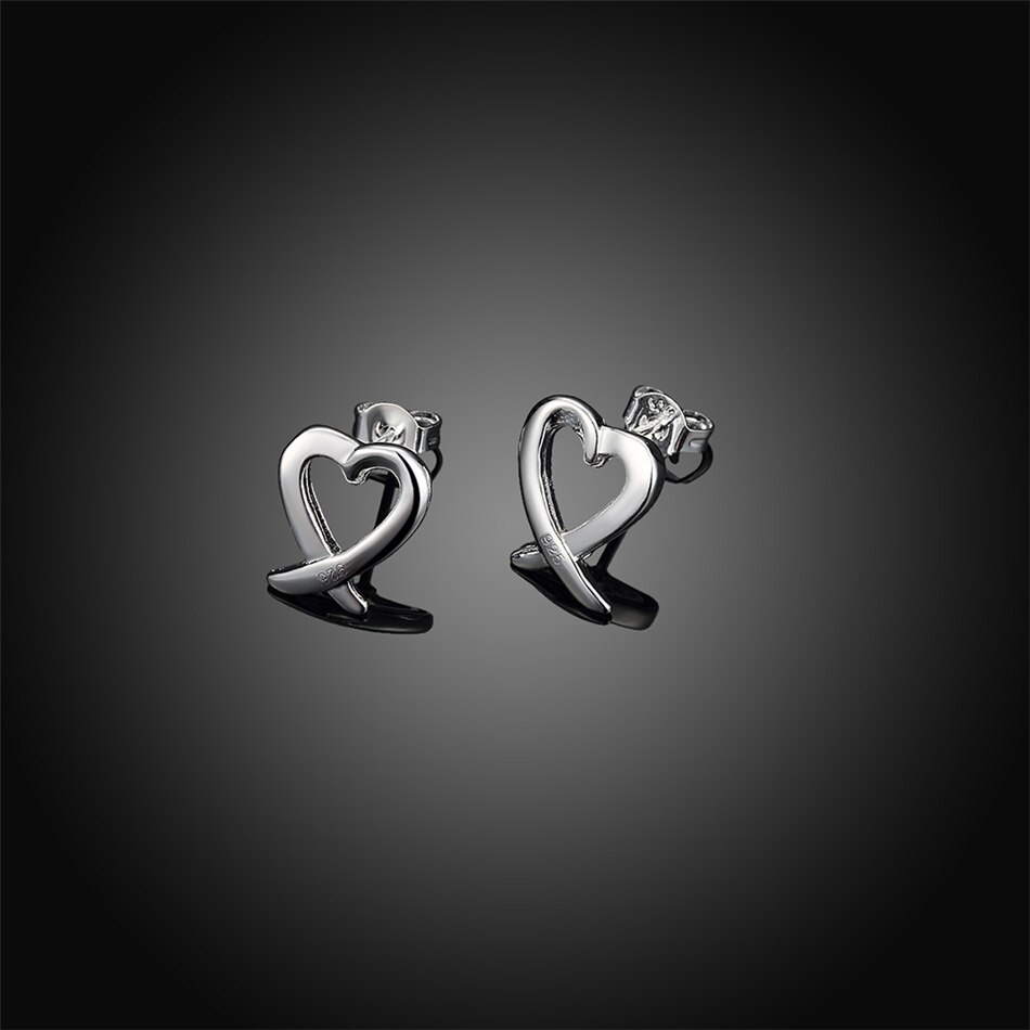 Victoria's Vogue 925 Sterling Silver Hollow Heart Stud Earrings For Woman Wedding Engagement Fashion Party Charm Jewelry
