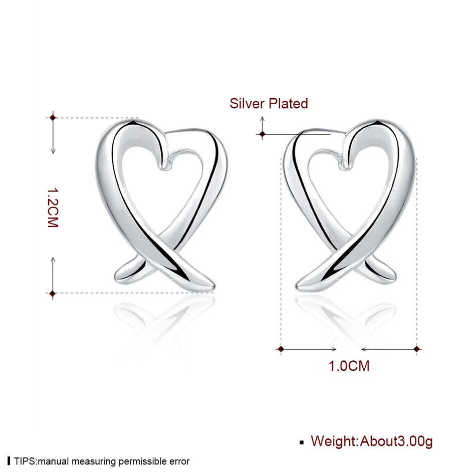 Victoria's Vogue 925 Sterling Silver Hollow Heart Stud Earrings For Woman Wedding Engagement Fashion Party Charm Jewelry