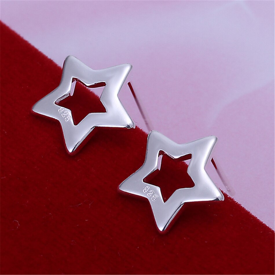 Victoria's Vogue 925 Sterling Silver Star Stud Earrings For Woman Wedding Engagement Fashion Party Charm Jewelry