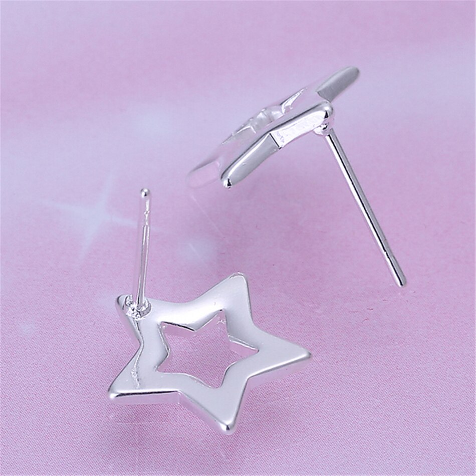 Victoria's Vogue 925 Sterling Silver Star Stud Earrings For Woman Wedding Engagement Fashion Party Charm Jewelry