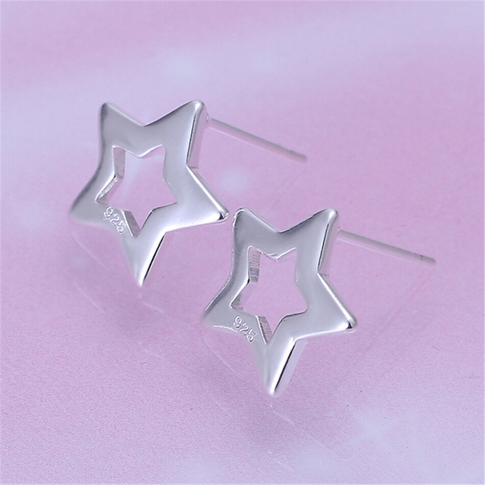 Victoria's Vogue 925 Sterling Silver Star Stud Earrings For Woman Wedding Engagement Fashion Party Charm Jewelry