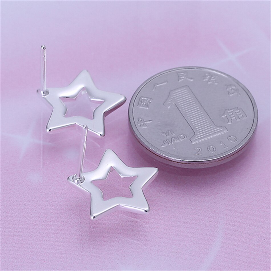 Victoria's Vogue 925 Sterling Silver Star Stud Earrings For Woman Wedding Engagement Fashion Party Charm Jewelry