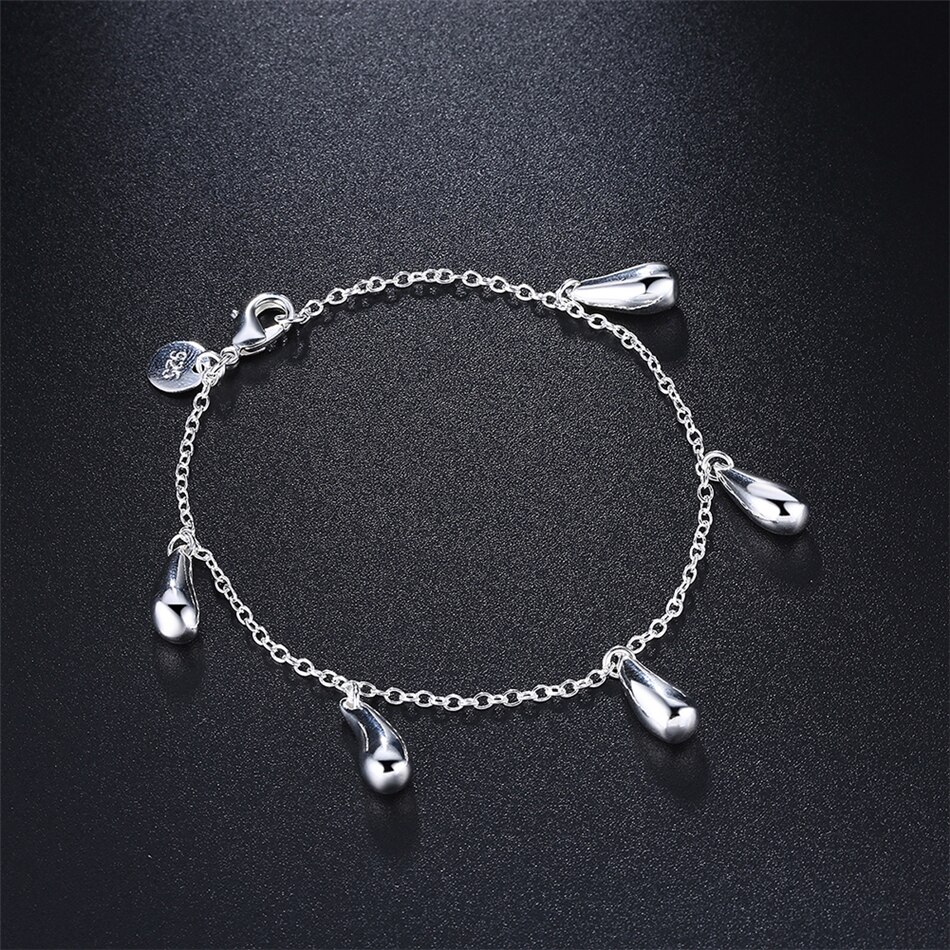 Victoria's Vogue 925 Sterling Silver Raindrops/Water drops Pendant Bracelet For Woman Charm Wedding Engagement Fashion Party Jewelry