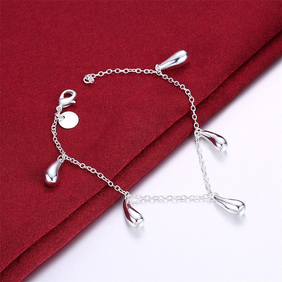 Victoria's Vogue 925 Sterling Silver Raindrops/Water drops Pendant Bracelet For Woman Charm Wedding Engagement Fashion Party Jewelry