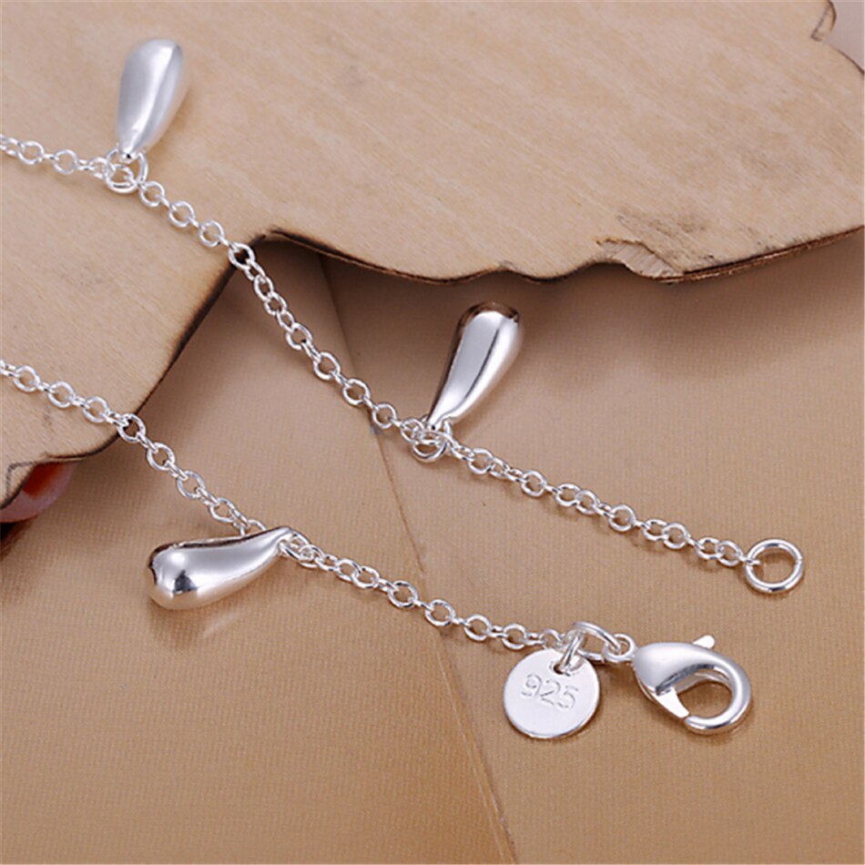Victoria's Vogue 925 Sterling Silver Raindrops/Water drops Pendant Bracelet For Woman Charm Wedding Engagement Fashion Party Jewelry