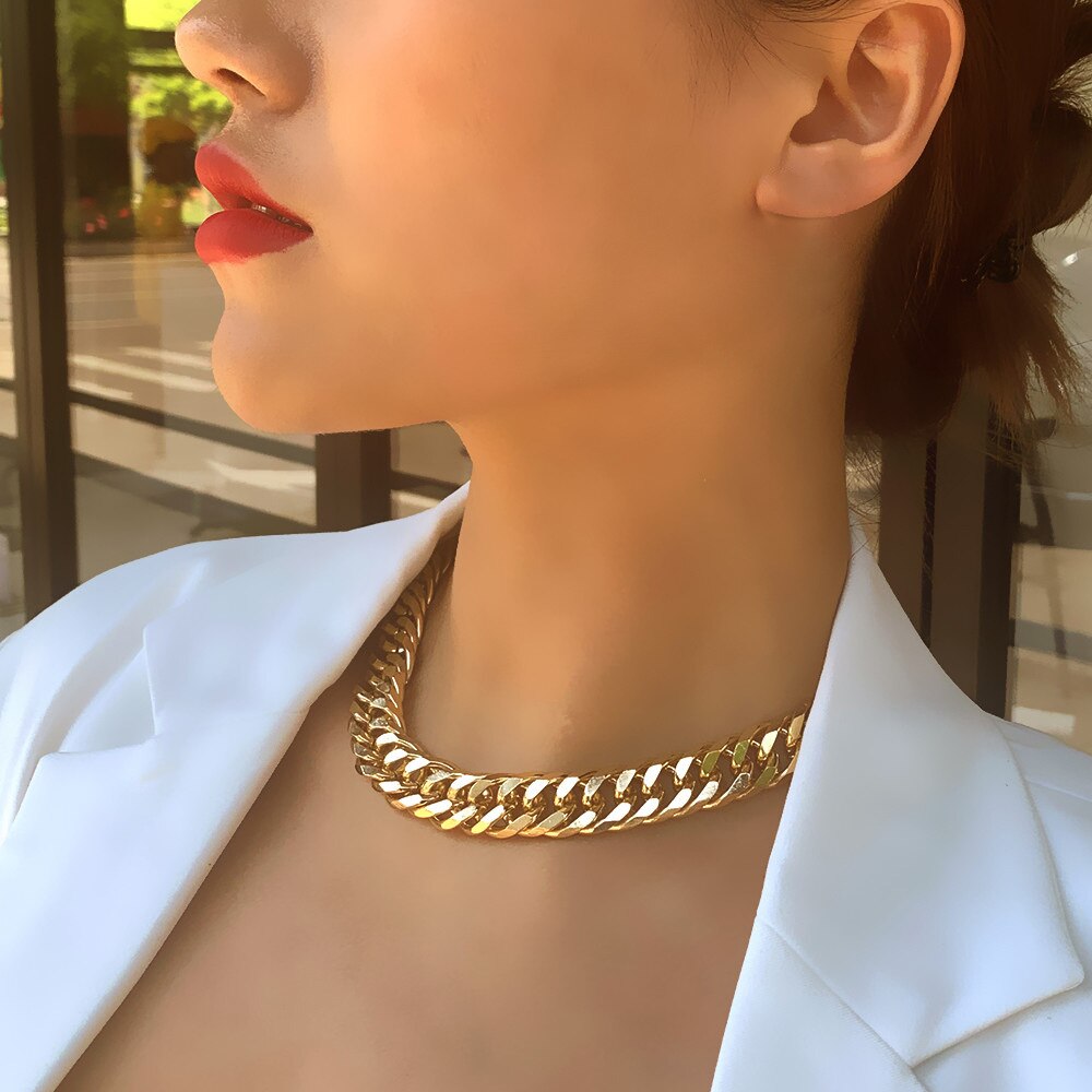 Victoriasvogue Punk Cuban Link Thick Chain Choker Necklace Men Statement Gold Minimalist Chunky Necklaces For Women 2020 Hip Hop Jewelry