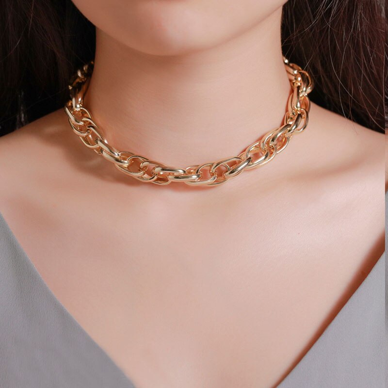 Victoriasvogue Punk Cuban Link Thick Chain Choker Necklace Men Statement Gold Minimalist Chunky Necklaces For Women 2020 Hip Hop Jewelry