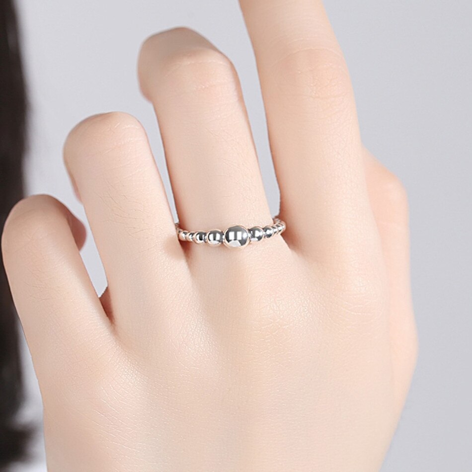 Victoriasvogue Authentic 925 Sterling Silver Beaded Ring Simple Ball Finger Ring for Women Wedding Engagement Jewelry Christmas Gift Victoriasvogue Authentic 925 Sterling Silver Beaded Ring Simple Ball Finger Ring for Women Wedding Engagement Jewelry Christmas Gift