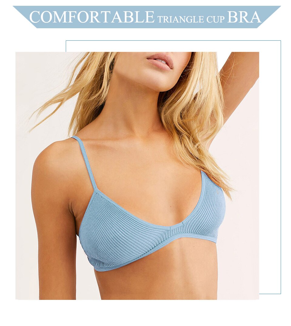 New Bras For Women Ribbed Cotton Bralette Comfortable Wirefree Ladies Bras unpadded and iron Female Sexy Underwear Backless Bra