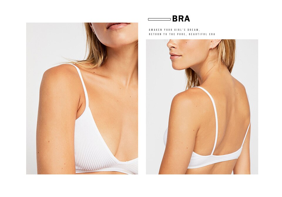 New Bras For Women Ribbed Cotton Bralette Comfortable Wirefree Ladies Bras unpadded and iron Female Sexy Underwear Backless Bra