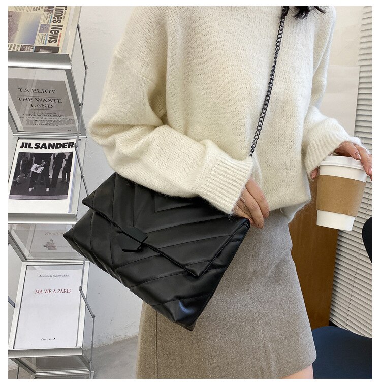 Victoria's Vogue New Casual Chain Crossbody Bags For Women Fashion Simple Shoulder Bag Ladies Designer Handbags PU Leather Messenger Bags