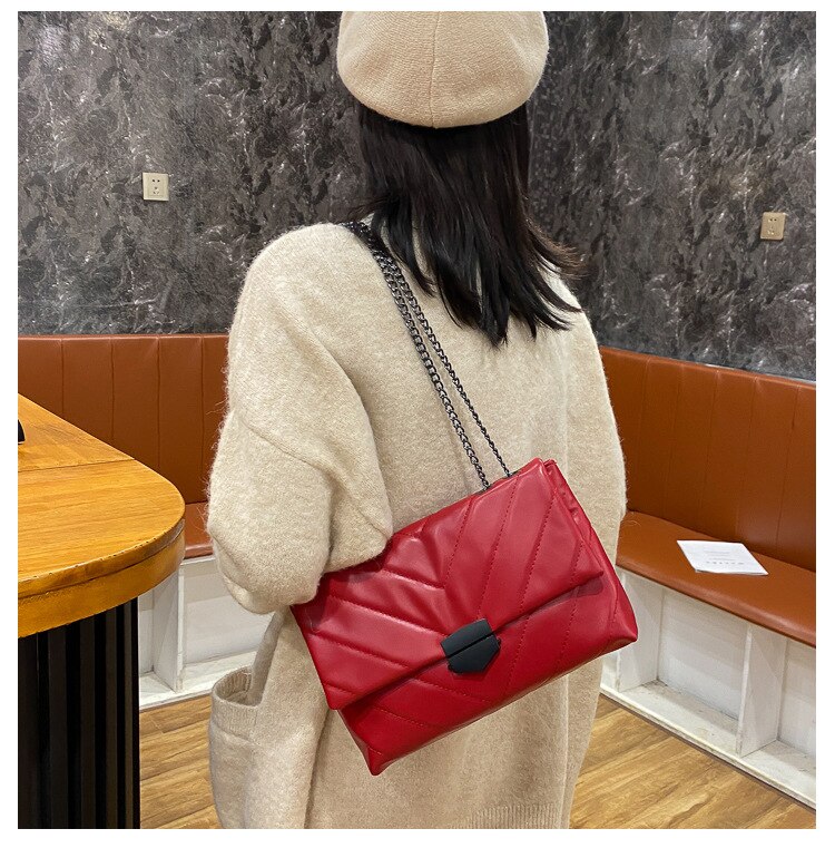 Victoria's Vogue New Casual Chain Crossbody Bags For Women Fashion Simple Shoulder Bag Ladies Designer Handbags PU Leather Messenger Bags