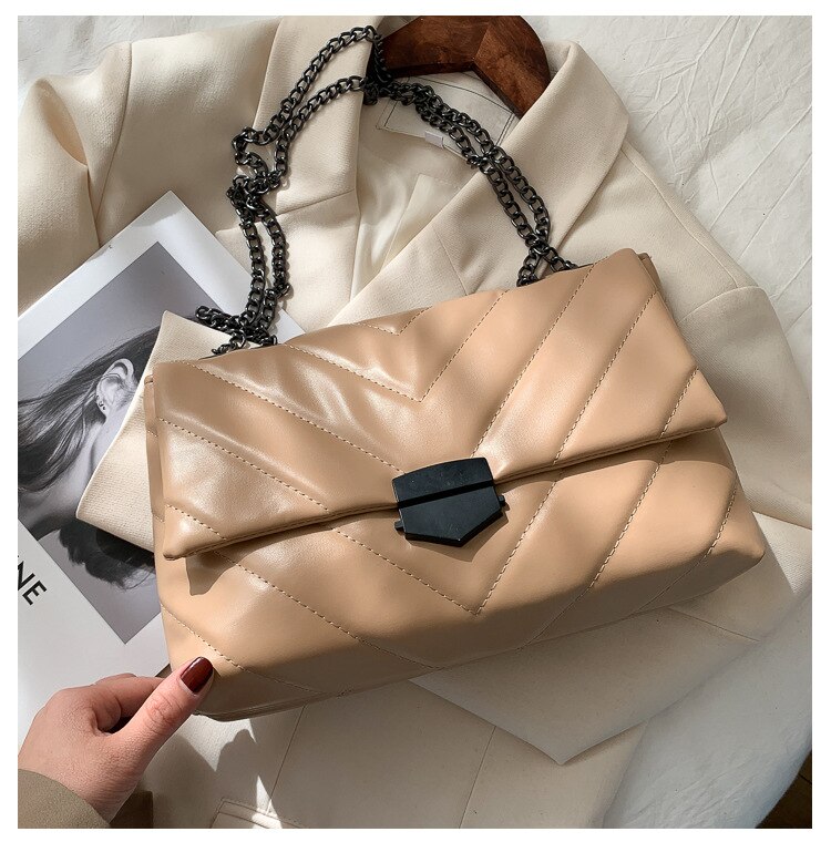 Victoria's Vogue New Casual Chain Crossbody Bags For Women Fashion Simple Shoulder Bag Ladies Designer Handbags PU Leather Messenger Bags