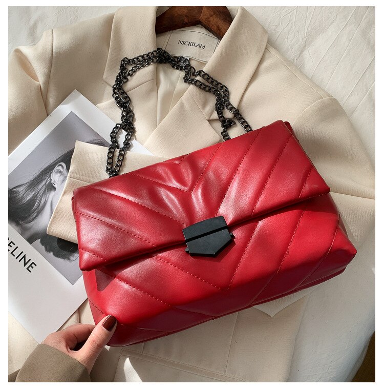 Victoria's Vogue New Casual Chain Crossbody Bags For Women Fashion Simple Shoulder Bag Ladies Designer Handbags PU Leather Messenger Bags