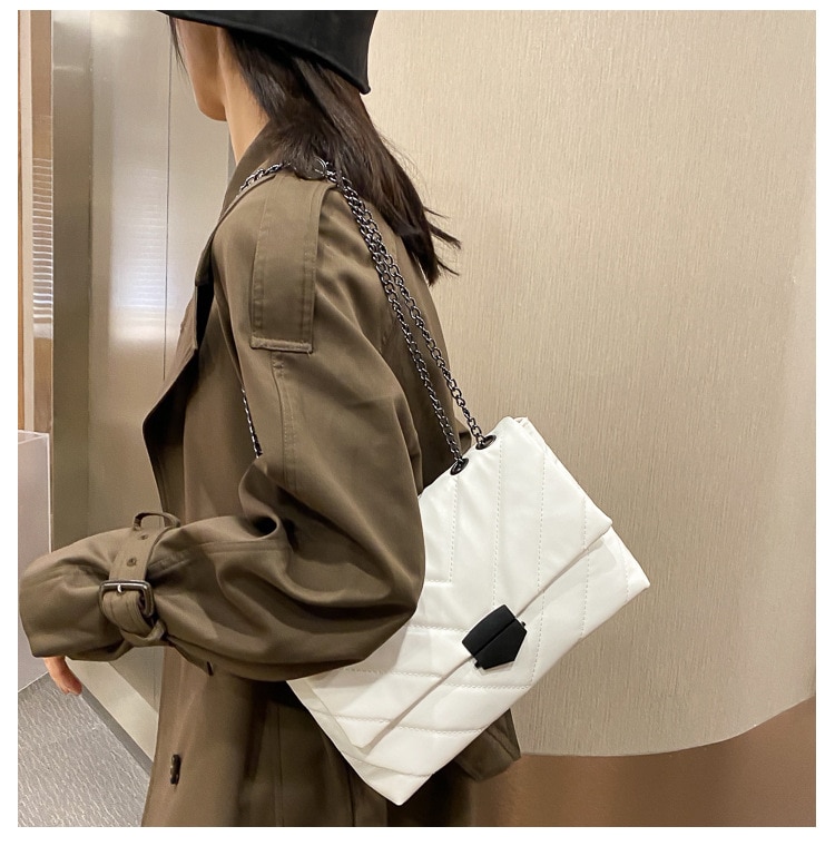 Victoria's Vogue New Casual Chain Crossbody Bags For Women Fashion Simple Shoulder Bag Ladies Designer Handbags PU Leather Messenger Bags