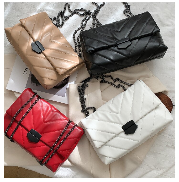 Victoria's Vogue New Casual Chain Crossbody Bags For Women Fashion Simple Shoulder Bag Ladies Designer Handbags PU Leather Messenger Bags