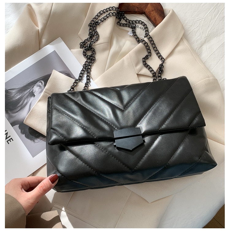 Victoria's Vogue New Casual Chain Crossbody Bags For Women Fashion Simple Shoulder Bag Ladies Designer Handbags PU Leather Messenger Bags