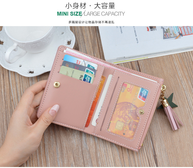 Victoria's Vogue Geometric Women Wallets with Zipper Pink Phone Pocket Purse Card Holder Patchwork Women Long Wallet Lady Tassel Short Coin Purse