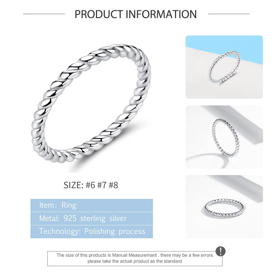 Victoriasvogue Authentic 925 Sterling Silver Stackable Rope Twist Ring for Women Party Engagement Wedding Ring Female Fashion Jewelry Victoriasvogue Authentic 925 Sterling Silver Stackable Rope Twist Ring for Women Party Engagement Wedding Ring Female Fashion Jewelry