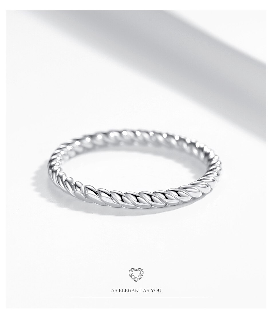Victoriasvogue Authentic 925 Sterling Silver Stackable Rope Twist Ring for Women Party Engagement Wedding Ring Female Fashion Jewelry