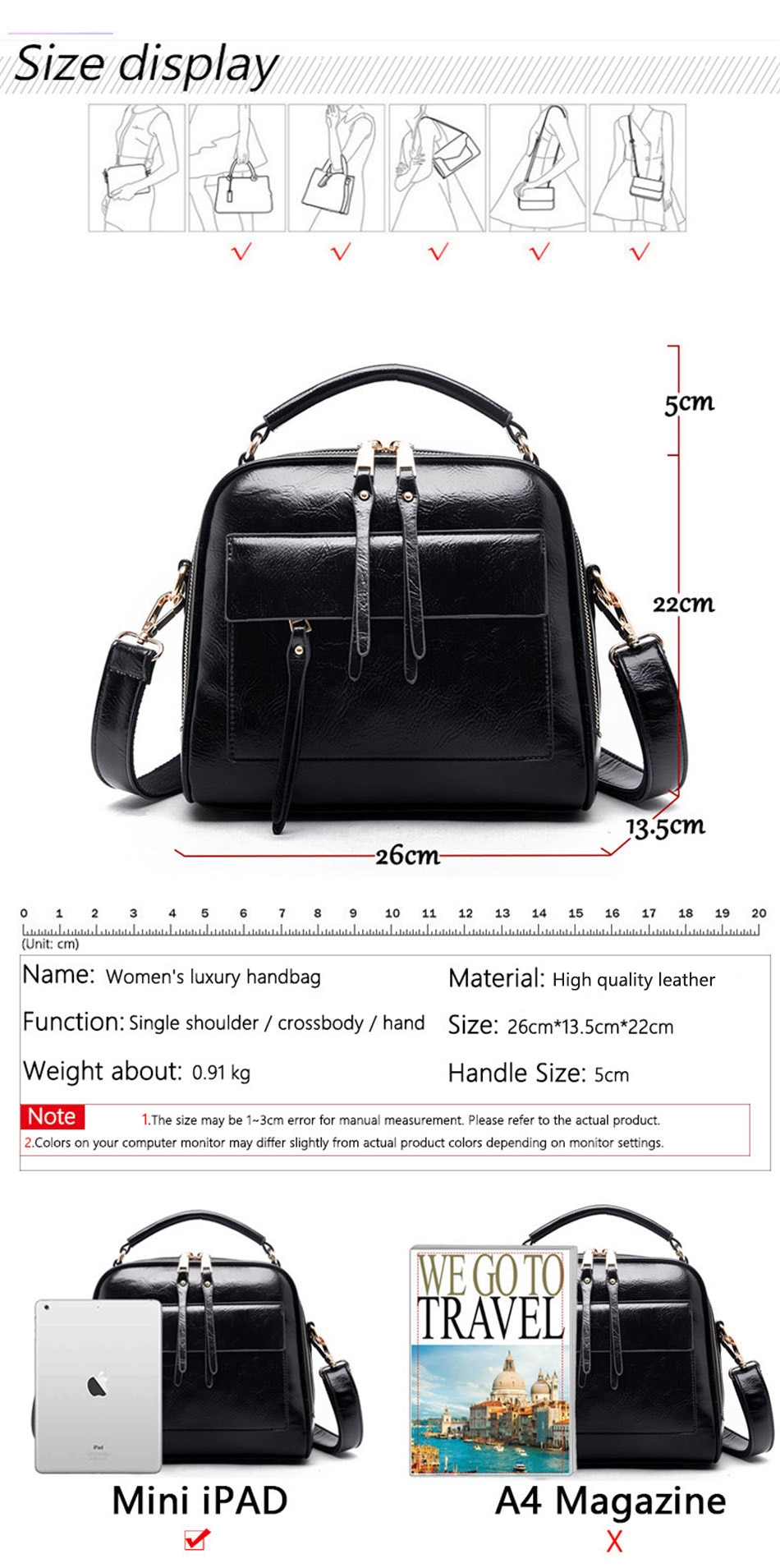 Victoria's Vogue NEW Casual Leather Crossbody Bags for Women Luxury Handbags Women Bags Designer Top-Handle Bags High Quality Shoulder Bag