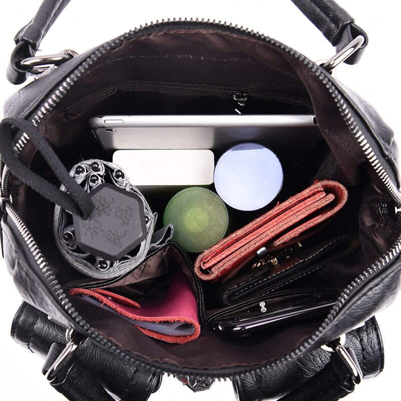 Victoria's Vogue 3-in-1 Women Backpacks Vintage Female Shoulder Bags Soft Leather Backpack Ladies Travel Back Pack Luxury Bags for Girls Mochila