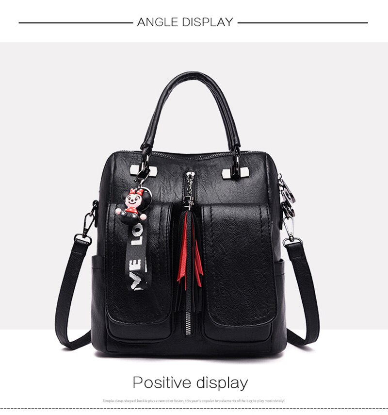 Victoria's Vogue 3-in-1 Women Backpacks Vintage Female Shoulder Bags Soft Leather Backpack Ladies Travel Back Pack Luxury Bags for Girls Mochila