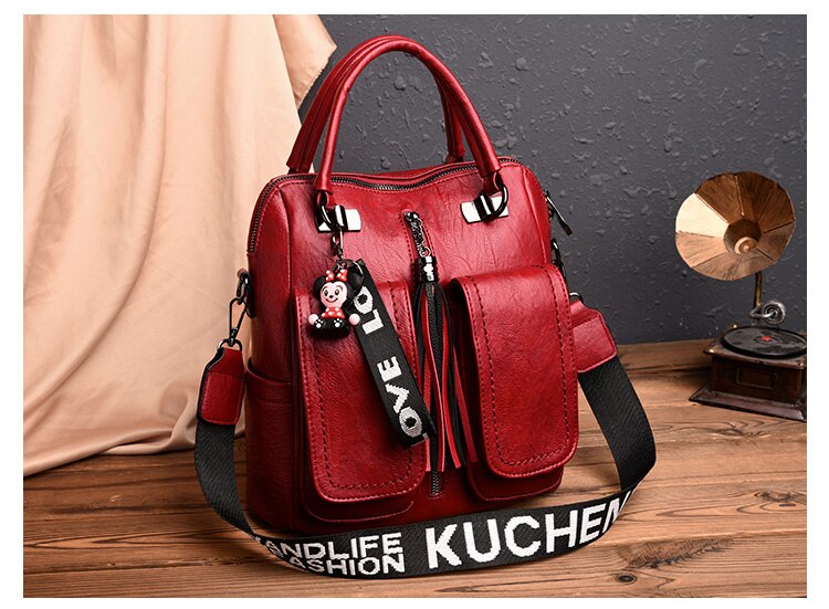 Victoria's Vogue 3-in-1 Women Backpacks Vintage Female Shoulder Bags Soft Leather Backpack Ladies Travel Back Pack Luxury Bags for Girls Mochila