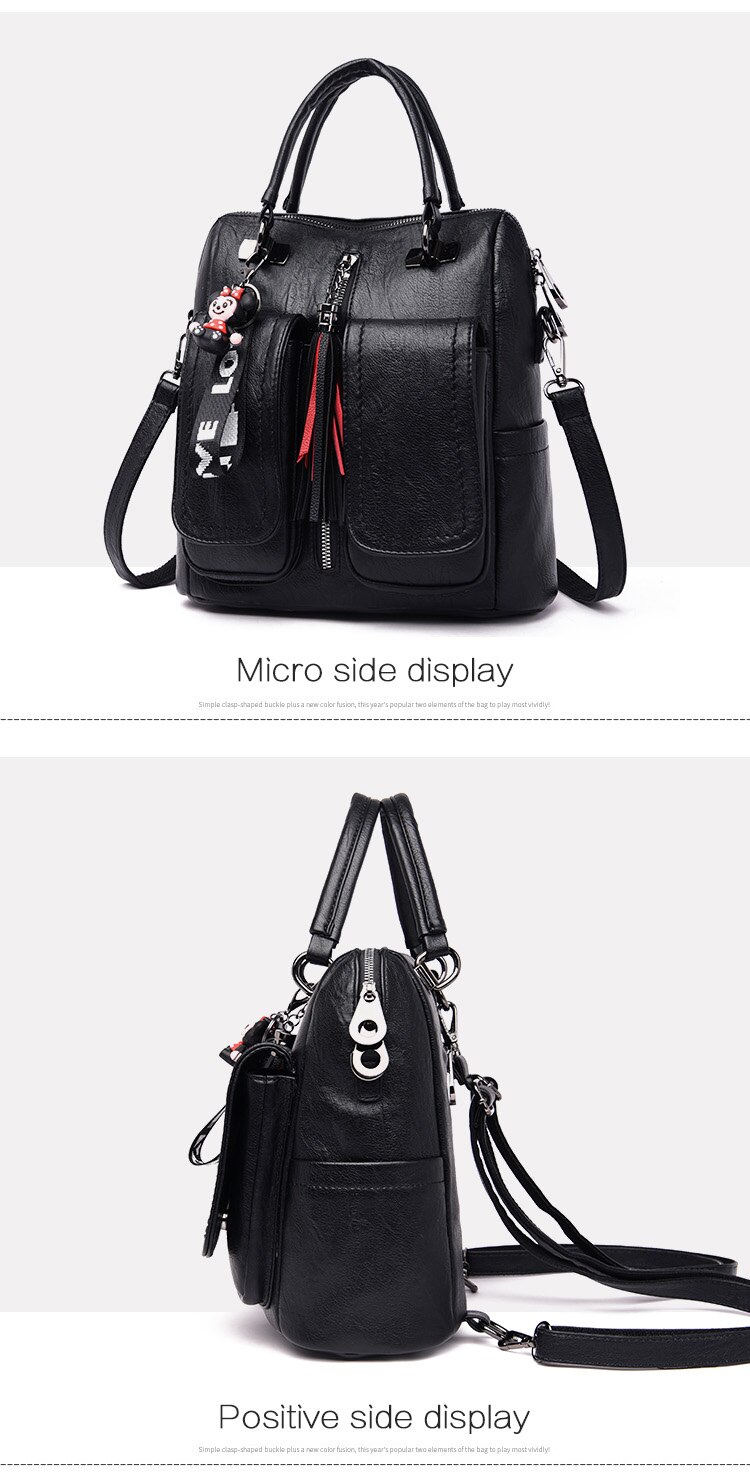 Victoria's Vogue 3-in-1 Women Backpacks Vintage Female Shoulder Bags Soft Leather Backpack Ladies Travel Back Pack Luxury Bags for Girls Mochila