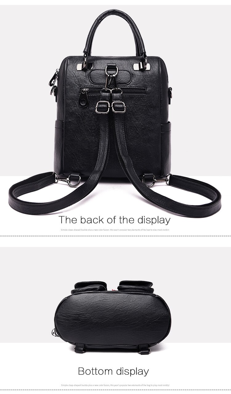 Victoria's Vogue 3-in-1 Women Backpacks Vintage Female Shoulder Bags Soft Leather Backpack Ladies Travel Back Pack Luxury Bags for Girls Mochila