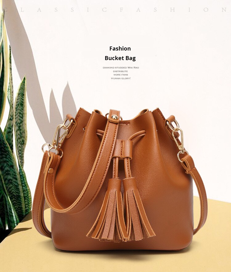Victoria's Vogue Fashion Bucket Shoulder Bags For Women 2021 Drawstring Crossbody Bag Female Messenger Bags Ladies PU Leather Handbag Sac Femme