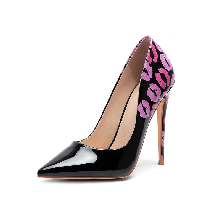 Victoria's Vogue Ladies Graffiti High Heel Pointed Toe Shoes Lip Pattern Classic Luxury Brand Pumps 8cm 10cm 12cm Stiletto Wedding Shoes 34-45