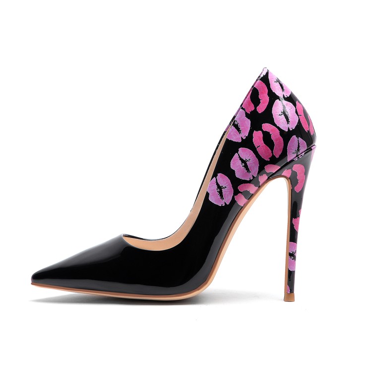 Victoria's Vogue Ladies Graffiti High Heel Pointed Toe Shoes Lip Pattern Classic Luxury Brand Pumps 8cm 10cm 12cm Stiletto Wedding Shoes 34-45