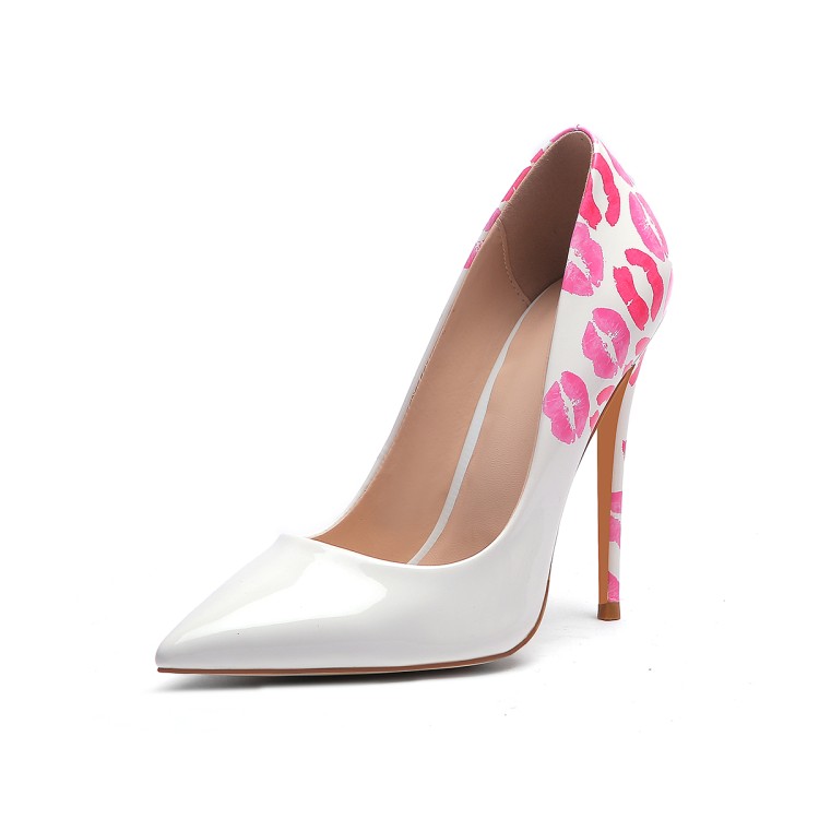 Victoria's Vogue Ladies Graffiti High Heel Pointed Toe Shoes Lip Pattern Classic Luxury Brand Pumps 8cm 10cm 12cm Stiletto Wedding Shoes 34-45