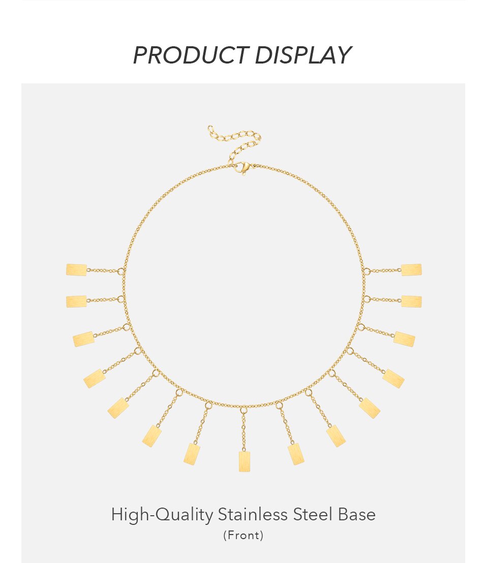 Victoria's Vogue Geometric Simple Necklace For Women Irregular Necklace Collier Femme 2021 Gold Color Fashion Jewelry Party Royal Hanging Square Necklace For Women Gold Color Choker Necklaces Stainles