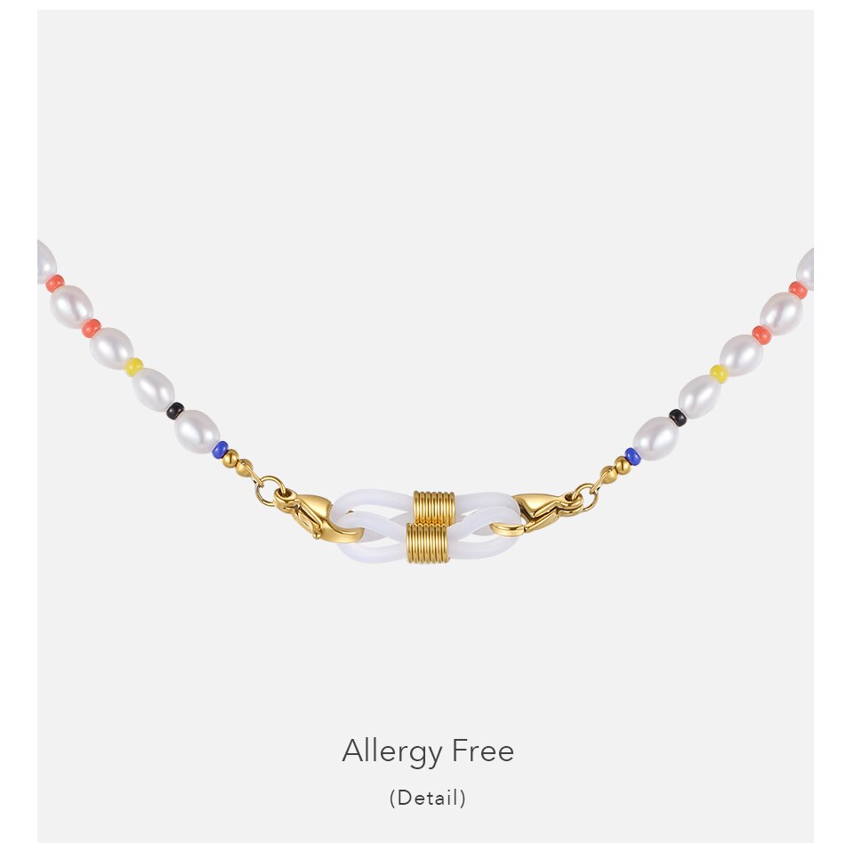 ENFASHION Colourful Glasses Necklace For Women Gold Color Pearl Mask Choker Stainless Steel Fashion Jewelry Collier P213219